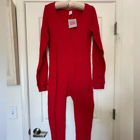 NWT 2010 Vintage PINK Victoria’s Secret Thermal Onesie Back Flap Holiday Rare - Picture 5 of 16